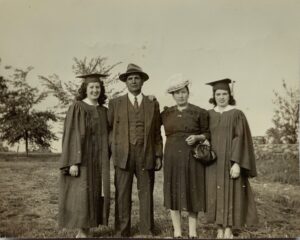 Ellen, Valeriano, Dad, Martina, Mother, Merce, graduation, graduation gowns